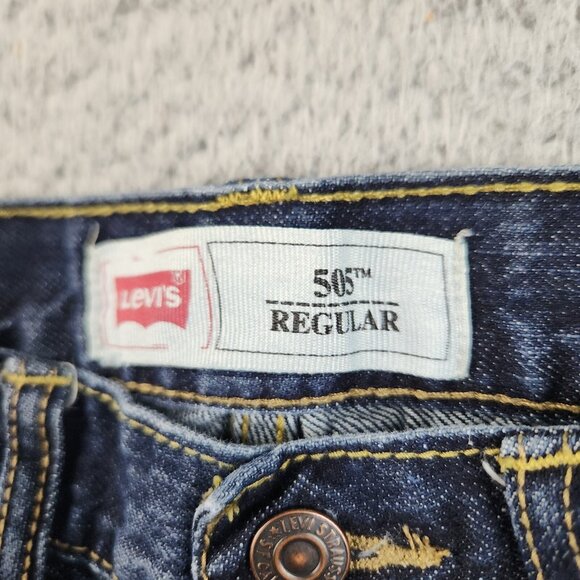 Levi's 505 Jeans Boys Size 10 Husky Dark Wash Regular Fit Straight Blue Denim - Picture 7 of 9